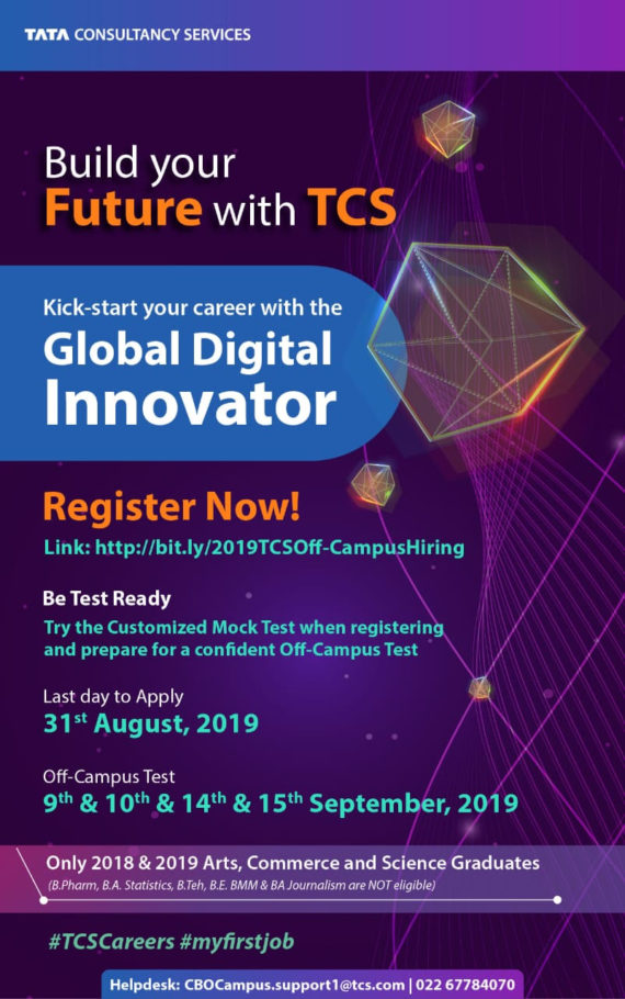 TCS is hiring 2018 & 2019 Arts, Commerce & Science Graduates