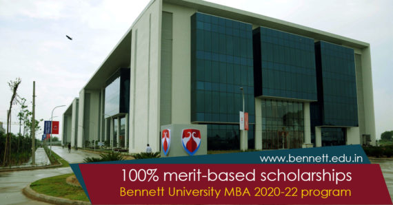 100% merit-based scholarships for Bennett University MBA 2020-22 program