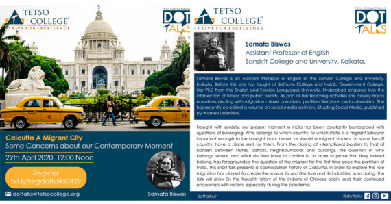 DOT Talks Webinar Series | Calcutta: A Migrant City – Some Concerns about our Contemporary Moment | Samata Biswas